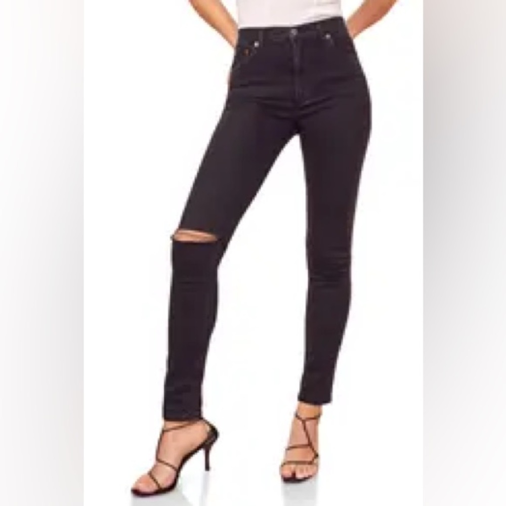 Reformation High & Skinny Jeans Faded Black Destroyed Size 29 new without tags